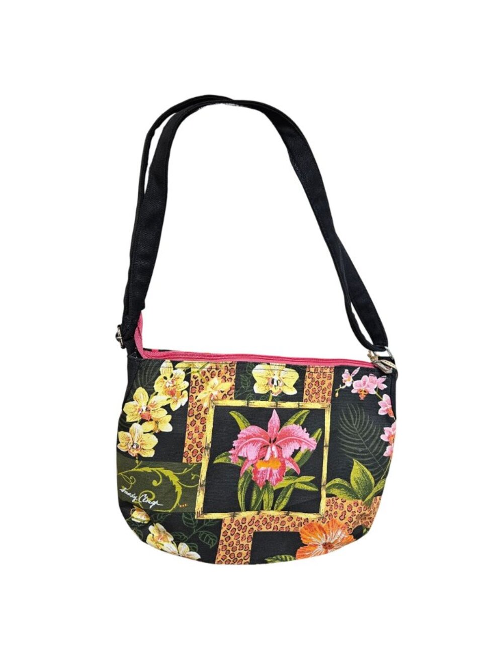 Sandy Clough Floral Shoulder Bag Adjustable Strap Zipper Closure Tropical NWT - Picture 2 of 10